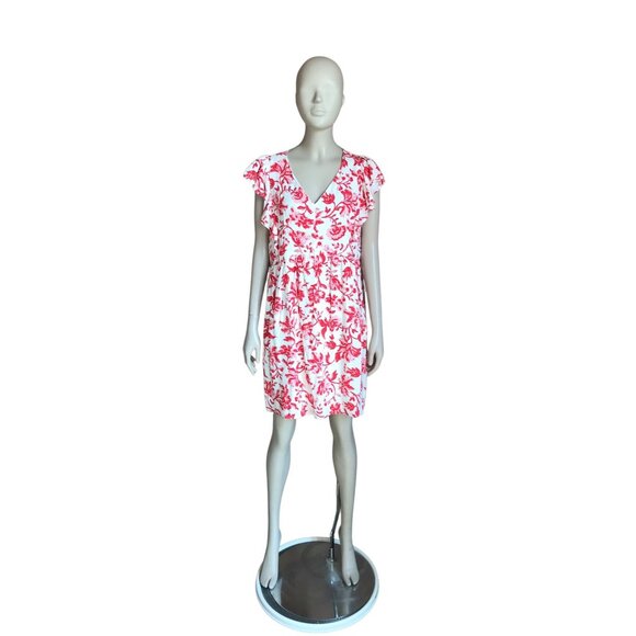 Emily Wonder White and Red Flower Print Dress - Picture 1 of 5